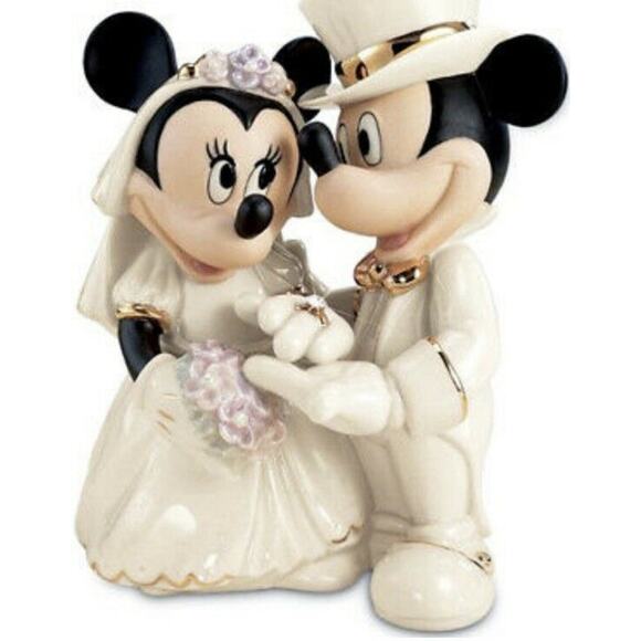 Lenox Disney Minnie's Dream Wedding Cake Topper Figurine Mickey Crystal Ring - Picture 11 of 11
